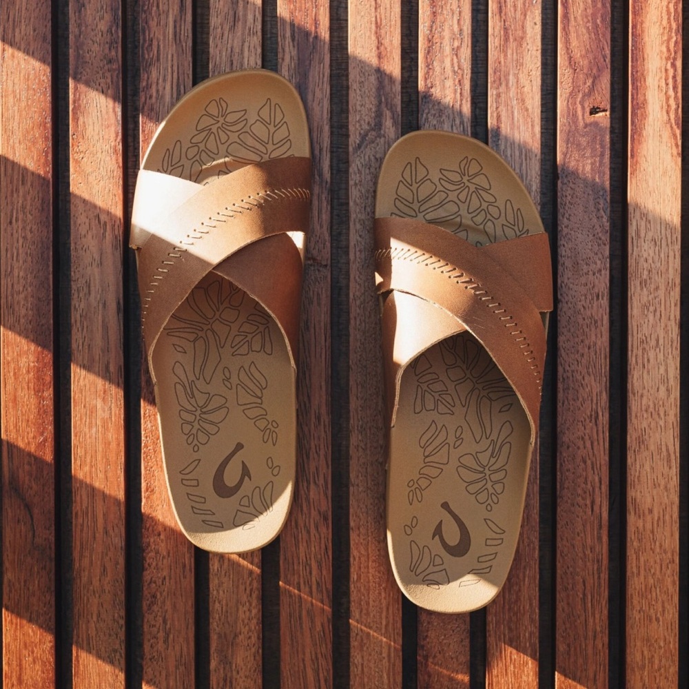 Olukai Leather Sandal Slides